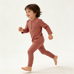 Groothandel 0-4T Langarm Biologisch Katoenen Pyjama Top Geribbelde Baby T-shirt - Product Image 2