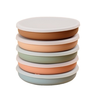 Dongli <span class=keywords><strong>assiette</strong></span> en Silicone pour enfant, plat d'alimentation pour bébé, plaque d'aspiration en Silicone avec couvercle - Product Image 1