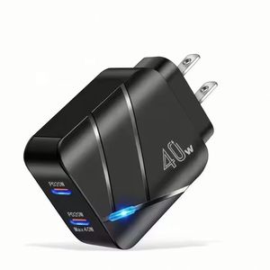 Custom Logo 40w USB <b>Adapter</b> Mobile Cell Phone Quick Charger QC3.0 USB <b>C</b> Travel Fast Charging EU/US <b>Plug</b> Wall Charger - Product Image 5