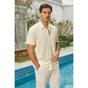 2025 Men's Slim Fit XL Size Button Down Dress Shirts Casual Business Shirts with Wrinkle-Free Stretch Solid Formal <b>Top</b> - Product Image 5