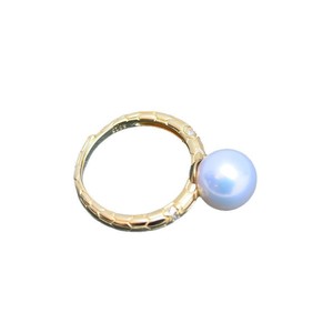 Bague en argent S925 Zhuji Danshui, perle ronde de 9-10 mm, forte luminosité, défauts discrets, style simple, réglable - Product Image 5