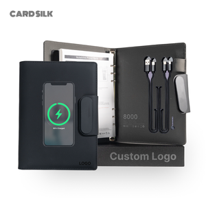 Personalisierbares A5 Notizbuch mit Kabelloser Ladefunktion und Handyhalter | PU-Leder-Einband 3-in-1-Kabel | Dokumententasche Geschäftsgeschenk - Product Image 3