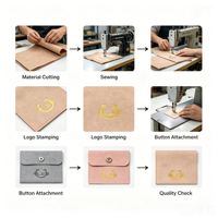Pochette à bijoux en microfibre avec logo personnalisé, bouton pression, sac d'emballage en daim pour collier, bague, boucles d'oreilles, vente en gros