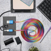 Kabel USB ke Type-C 1m PD 15W 5A/6A Pengisian Cepat dengan Konduktor Tembaga Murni dan Selubung Kulit PU untuk Komputer