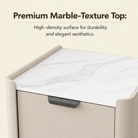 Table d'appoint moderne en cuir mobile avec 3 tiroirs, fonctionnalités intelligentes de charge sans fil pour appartement, chambre, salon, petits espaces