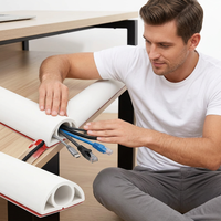 Cubrecables Autoadhesivo de PVC para Piso, Protector de Cables para Interiores, Ocultador de Cables para Gestión de Cables