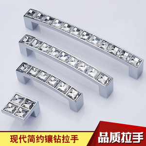European Style Square Crystal Cabinet <b>Handle</b> Zinc Alloy Modern Wardrobe Drawer <b>Pull</b> Knob For Cabinet <b>Doors</b> - Product Image 2