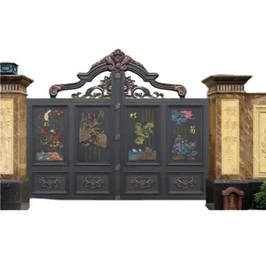 Puertas de acero para jardín de arco de diseño moderno, diseños de puerta de Villa de hierro forjado, puertas de acero de arco, diseños de puerta de Villa de hierro forjado