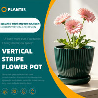 Pot de fleurs circulaire moderne en plastique PP avec trous de drainage, durable, capacité de 2,09 L, modèle S-170 pour le jardinage et l'usage domestique