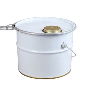 Cubo de metal de material de hojalata de capacidad de 10L directo de fábrica con asa y soportes de boquilla Impresión para uso decorativo de almacenamiento - Product Image 1