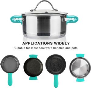 Juego de 4 piezas de protectores de silicona ecológicos antideslizantes con funda de agarre resistente al calor para utensilios de cocina - Product Image 5