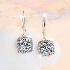 Koreaanse stijl damesmode eenvoudige moissanite ronde briljant geslepen elektrolytisch vergulde oorbel studs groothandel grensoverschrijdend - Product Image 4