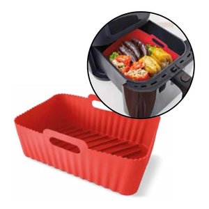 Molde de silicona para bizcocho de ciruela con asas (22x15cm) AIR FRYER Rojo 69320MAIR - Product Image 1