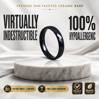 Bague en céramique noire Paramount de 6 mm, surface brillante à facettes multiples, résistance inégalée, style majestueux