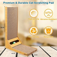 Planche à gratter pour chat en forme de L en bois et papier ondulé de qualité supérieure jouet à griffoir interactif à double usage emballé dans un carton