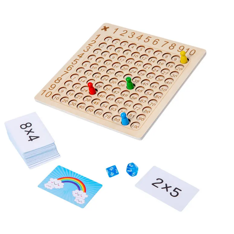मोंटेसरी गुणन लकड़ी के बोर्ड खेल बच्चों के सीखने शैक्षिक खिलौने 99 गुणन टेबल गणित अलावा शिक्षण एड्स