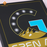 Boîte à lumière graphique LED en relief personnalisée à fixer au mur, cadre en aluminium noir, enseigne lumineuse pour entreprise, magasin, bureau