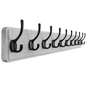 <span class=keywords><strong>Porte</strong></span>-<span class=keywords><strong>manteau</strong></span> mural en bois de pin massif de style farmhouse - 10 crochets pour accrocher les vêtements - Product Image 1