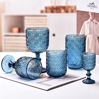 Verres à vin en verre gaufré StarLuckINT, gobelets en cristal coloré vintage, verres à pied long romantiques pour mariage et fête