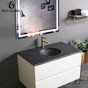 โต๊ะเครื่องแป้งหินอ่อนแบบคู่ ดีไซน์ทันสมัย ผลิตด้วยมือ พร้อมอ่างเซรามิกลายธรรมชาติ สำหรับบ้านและโรงแรม - Product Image 2