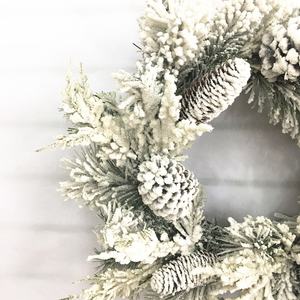 Guirnalda de Navidad ecológica con agujas de <span class=keywords><strong>pino</strong></span> simuladas y piñas Polvo de nieve Adorno decorativo colgante y anillo de vela - Product Image 6