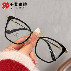 กรอบแว่นตา Qianai Cat Eye สำหรับผู้หญิง TR90 ป้องกันแสงสีฟ้า ดีไซน์ทรงเต็มกรอบแบบไม่สมมาตร บานพับสปริง - Product Image 3