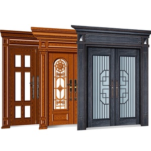 佐伊马现代住宅耐用主门钢带玻璃窗迪拜锻铁法式门 - Product Image 4