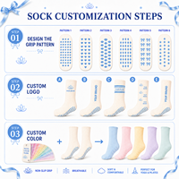 Chaussettes en coton tricoté à motif damier pour femmes, antidérapantes, pour le ballet, le yoga et le pilates, personnalisables