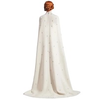 Blanc Arabie Saoudite Cape Manches Robe De Soirée De Luxe Perlé Cape Dubaï Femmes Invité De Mariage Robe De Soirée Formelle