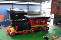 Structure de jeu gonflable de grande taille sur le thème du train vintage LilyToys pour les fêtes en plein air et les terrains de jeux pour enfants