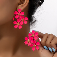 Anting-anting kancing kelopak Multi warna anting-anting Drop gaya jalanan anting-anting bunga besar mode Retro wanita