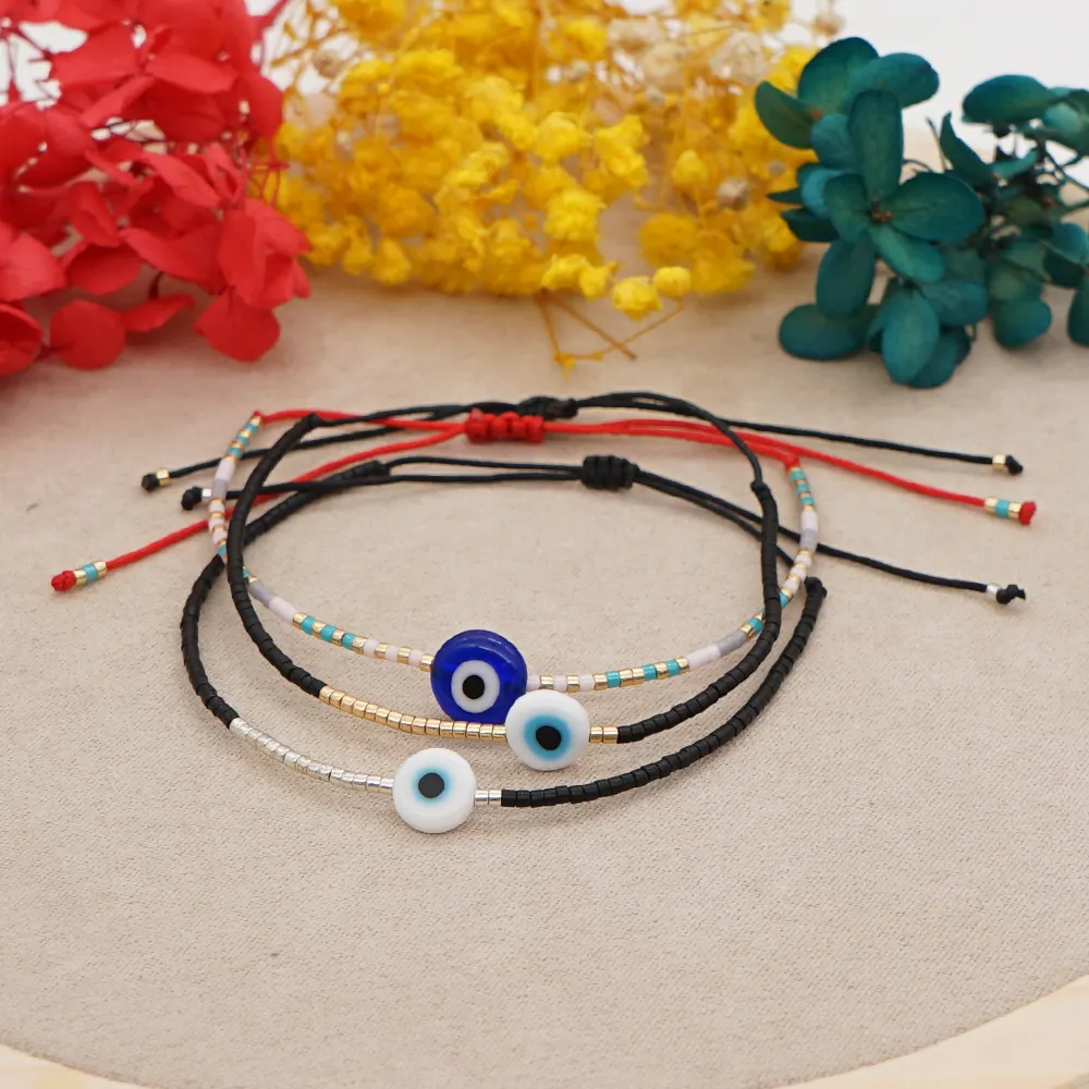 Go2Boho Fashion Turkish Evil Eye Bracelet BoHo Bohemian Multicolor Miyuki Seed Bead Red Rope Bracelets Jewelry Gifts For Women