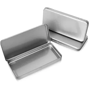 Portable Metal Hinged Lid Candy Jewelry Crafts Drawing Pin Storage Container Rectangular Tins
