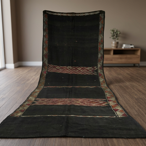 Bedouin Handmade Kilim Rug Geometric Pattern Black Red Wool Acrylic Flat Pile Rectangle Home Decor Hallway Use - Product Image 5