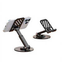 Support de téléphone rotatif à 360° en alliage d'aluminium, support de tablette pliable de bureau, design ajouré réglable, support de refroidissement pour iPhone