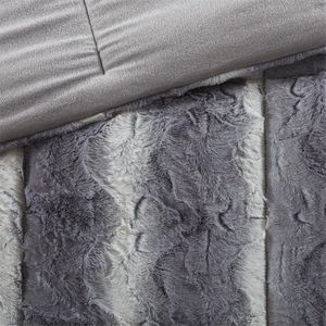 DB 4PC Faux Fur <b>Comforter</b> <b>Set</b> Soft Floral Solid for Spring Winter Christmas Home Wedding Hospital Hotel-Queen King Polyester - Product Image 3