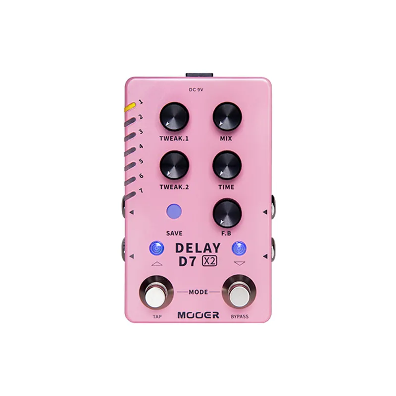 MOOER D7 DELAY X2ステレオ遅延効果デバイスは、14種類の遅延効果ギターアクセサリーで効果をサポートします