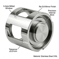 Composants de fenêtre usinés CNC en acier inoxydable 316L pour logement à alésage interne de précision, usinage 4 axes, pour laboratoire médical