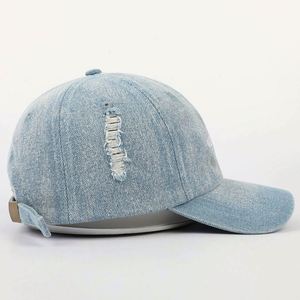 China Supplier 56Cm Base <b>Hat</b>,Unstructured Vintage 6 Panel Denim Distressed Baseball <b>Hats</b>,Bluejeans Embroidered Dad <b>Hat</b> - Product Image 5