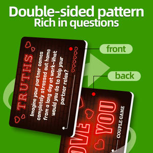 50 cartes d'échauffement interactives en forme de cœur au néon LOVE YOU <span class=keywords><strong>Couple</strong></span> Truth or Dare Game Props en plastique durable - Product Image 4