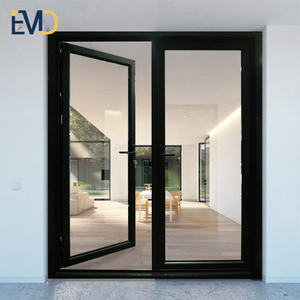 Puerta Abatible de Aluminio y PVC de Diseño Moderno, Puerta Exterior Abatible de Aluminio con Doble Vidrio Pesado y Malla de Fibra de Vidrio - Product Image 2
