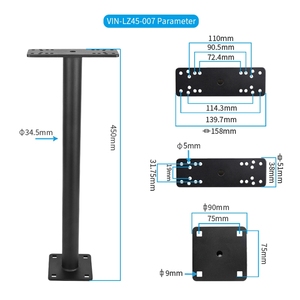 Soporte de Columna para Pantalla Electrónica Marina VINmounts de Acero Inoxidable 304 con Recubrimiento de Polvo Negro Anticorrosión VIN-LZ45-007 - Product Image 4