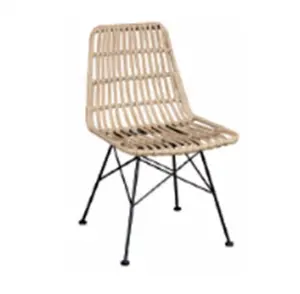 Chaise boho moderne pe ratan, chaise de salle à manger d'extérieur à empiler en métal, chaise de jardin en rotin paon, fournisseur