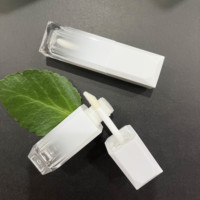 Tube de rouge à lèvres en plastique carré pour cosmétiques, conteneur de 5 ml, noir, rose, bleu, blanc, tube de brillant à lèvres vide avec pinceau, neuf