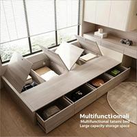 Ensemble de meubles de chambre tout-en-un sur mesure avec lit tatami autoportant, armoire intégrée et bureau, gain de place, pour villas et petits appartements