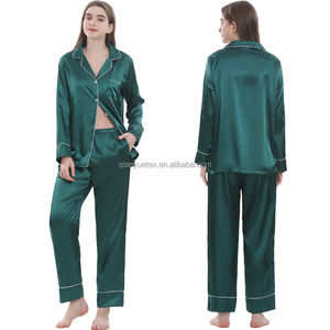 RTS Set <span class=keywords><strong>pigiama</strong></span> da donna in raso di <span class=keywords><strong>seta</strong></span> <span class=keywords><strong>pigiama</strong></span> lungo Set da due pezzi - Product Image 2