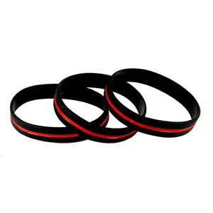 Popular Custom Thin Red Line Rubber Wristband Silicone Bracelet to Support Law Enforcement and Firefighter