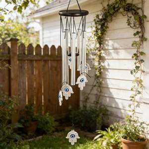 Adorno <span class=keywords><strong>de</strong></span> Jardín Rectangular <span class=keywords><strong>de</strong></span> Aluminio <span class=keywords><strong>de</strong></span> Lujo Hecho a Mano con 6 Tubos, Melodía Relajante que Conmemora la Música - Product Image 4