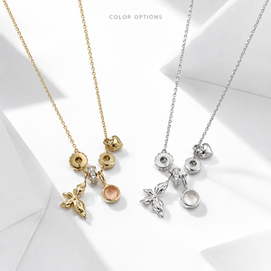 Butterfly Heart Charm <b>Necklace</b> Stainless Steel <b>Cat</b>-Eye Adjustable 410+50mm Chain Gold and Silver Color Options - Product Image 1