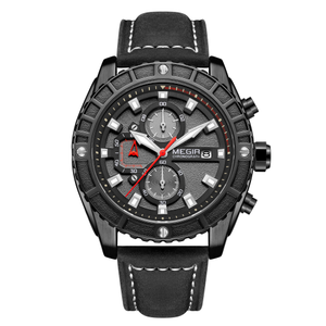 <span class=keywords><strong>MEGIR</strong></span> 2119G Tendance Haute Qualité Nouveau Design Logo Personnalisé <span class=keywords><strong>Prix</strong></span> Bas En Vente Multifonction Hommes Montres À Quartz Bracelet En Cuir Véritable - Product Image 1